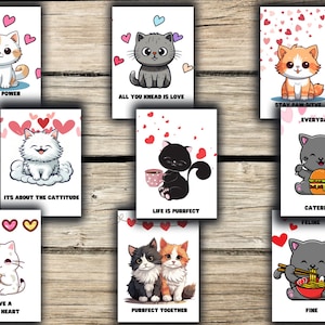 Printable Cat Cards - Cute Printable Notes - Digital File