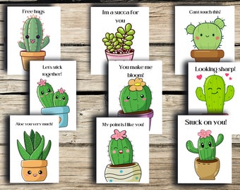 Printable Cactus Valentines Cards: Fun Classroom Valentines (Digital Download)