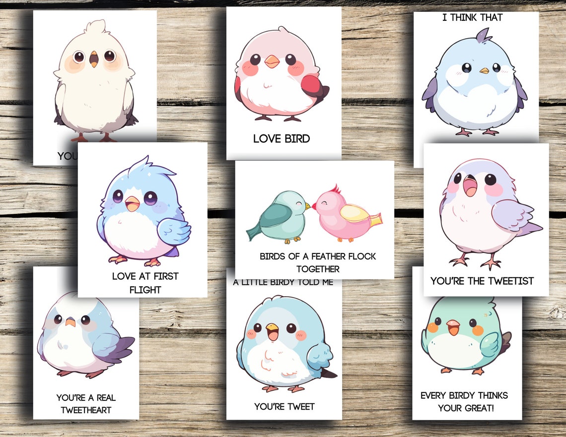 Printable Bird Cards, Printable Valentines, Bird Valentines, Birds, Fun ...