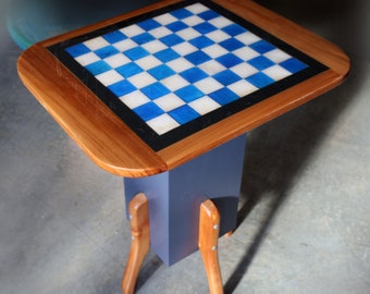 Chess Table handcrafted from maple, yellow cedar, epoxy