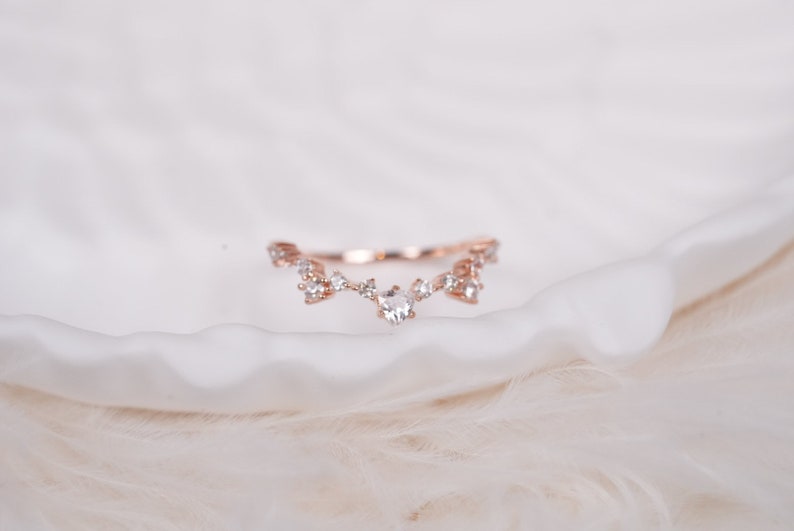 Delicate CZ Diamond V Ring Perfect Stacking Ring Engagement Promise