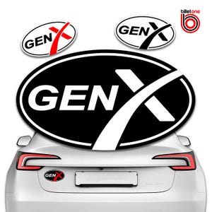 Ovale bumpersticker GEN X - vier generatie X en ruimteverkenning