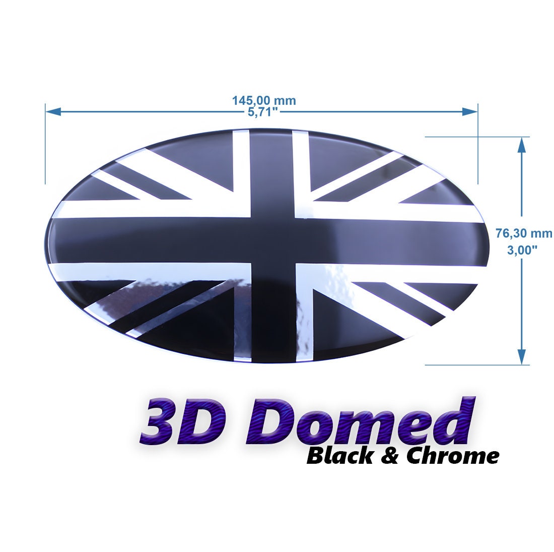 UK Union Jack Flag Sticker Domed 3D Sticker Self Adhesive Back 3D Decal in Black and Chrome for car sticker and car gift