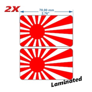 May include: Two red and white Japanese rising sun decals, each measuring 2.76 inches in diameter. The decals are laminated for durability.