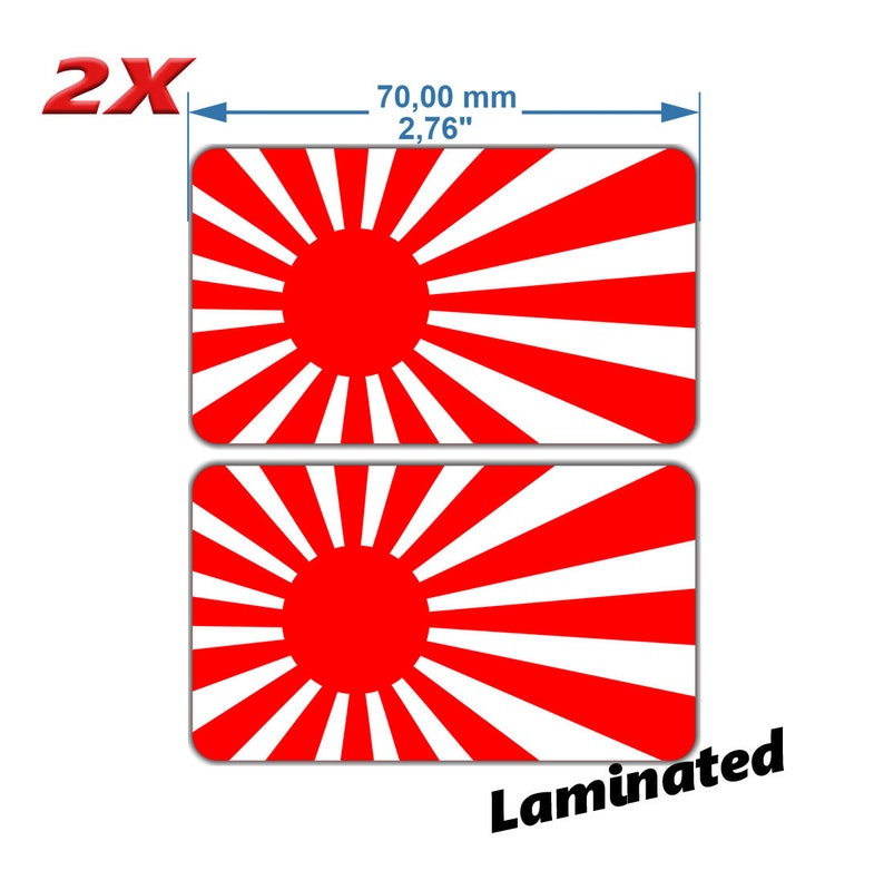 Japan Rising Sun Flag Laminated Stickers - Car, Laptop, Scooter (set of ...