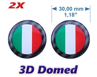 Italian Flag Sticker (Set of 2) - Carbon Fiber Look 3D Domed Decals