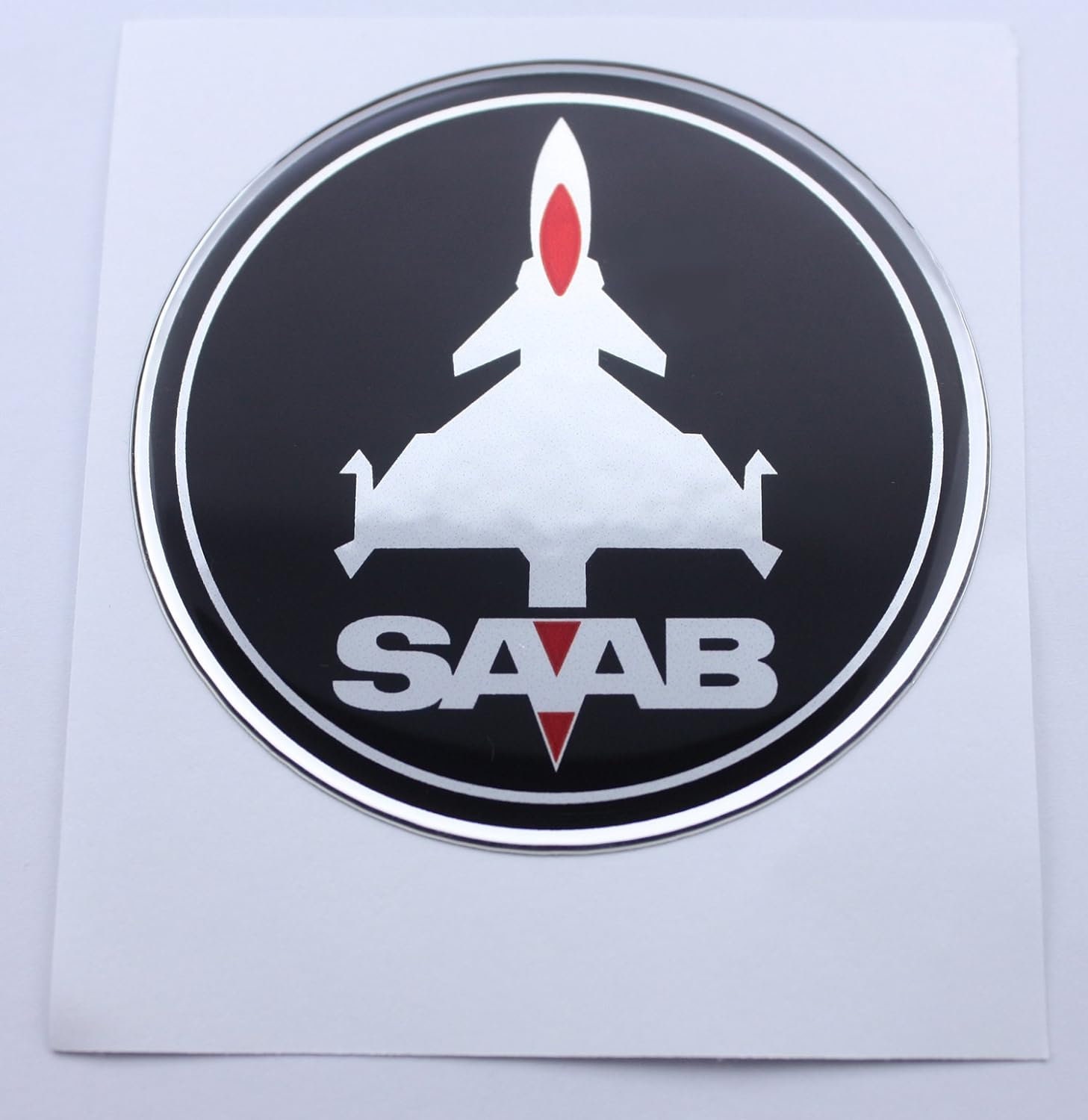 JET Plane SAAB Black Chrome Red Badge Bonnet Hood Trunk Hatch