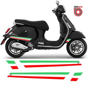 Vespa Seitenstreifen Aufkleber dreifarbig mit Italienische Flagge für GTS 125 150 200 250 300 GTV Abziehbild Laminiert