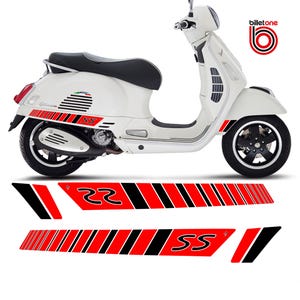 Vespa Side Strobe Super Sport Stripes Aufkleber rot schwarz für GTS 125 150 200 250 300 GTV Aufkleber Laminiert