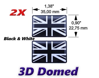 Pegatina con la bandera de Union Jack del Reino Unido, pegatina 3D con forma abovedada, autoadhesiva, calcomanías 3D con fondo blanco y negro para motocicleta, calcomanía para auto, regalo