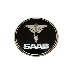 JET plane SAAB Black Chrome Badge bonnet hood trunk hatch steering wheel Emblem Domed 3D Decal self-adhesive backing Various Sizes