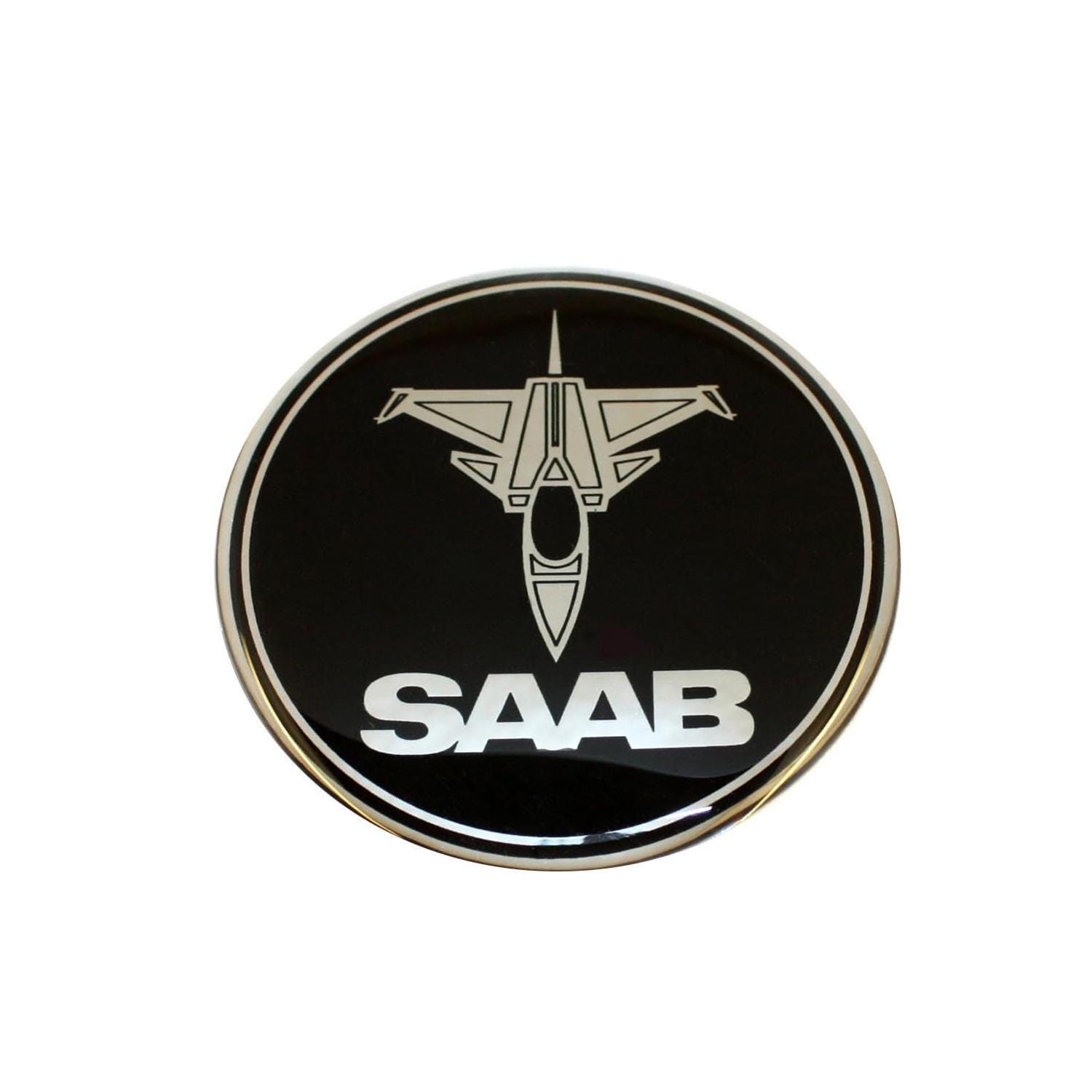 JET plane SAAB Black Chrome Badge bonnet hood trunk hatch steering wheel Emblem Domed 3D Decal self-adhesive backing Various Sizes