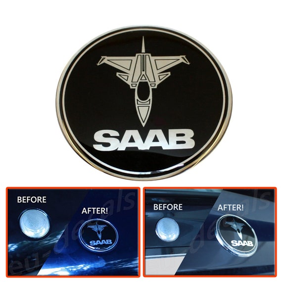 JET Plane SAAB Black Chrome Badge Bonnet Hood Trunk Hatch Steering