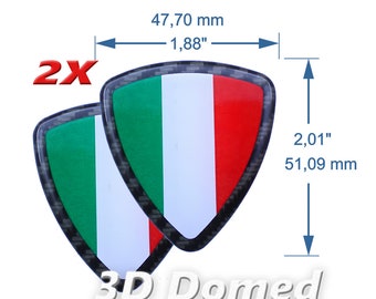 3S MOTORLINE Italian Flag Emblem Decals - 2 Pack 3D Badge Stickers, 0.75x0.43 Inches For Cars & More