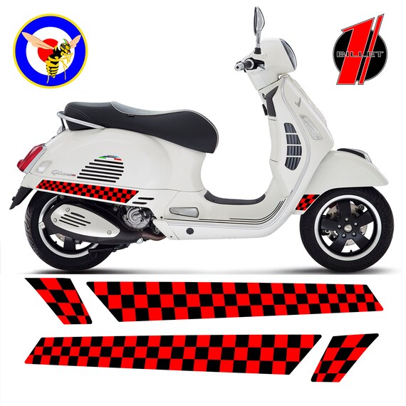 Vespa Side Stripes Stickers Checkered Red Black for GTS 125