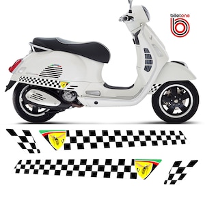 Vespa Side Stripes Aufkleber kariert mit Wespenschild für GTS 125 150 200 250 300 GTV Abziehbild Laminiert