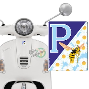 Front Badge Overlay 3D Decal domed front (horncasting) badge of your vespa, with Blue Daisies and the MioVespa logo