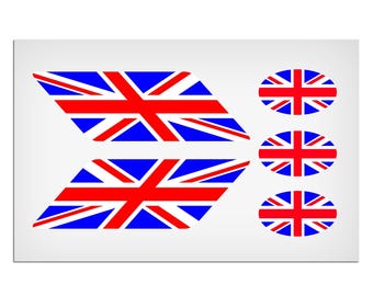 5X UK Union Jack Flaggen Aufkleber Laminierter Aufkleber für Auto Helm Fahrrad Roller Laptop