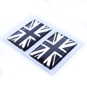 Little Gems Union Jack Flag Stickers – Domed Glossy Finish – 40mm, Red/Blue/Chrome (2 Pack)