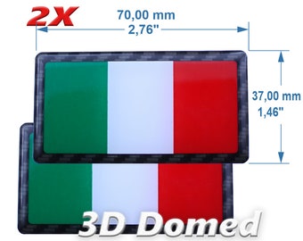 Italian Flag Sticker (Set of 2) Domed 3D Decals, Motorcycle Car Emblem