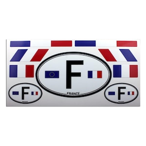 Satz von 9 Frankreich Flaggen und Buchstabe F Laminierte Aufkleber Aufkleber