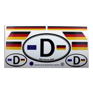 Juego de 9 pegatinas laminadas con la bandera de Alemania y la letra D para el coche con el símbolo de país Deutschland