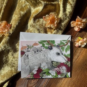 Tarjetas de notas de mamá zarigüeya y bebés, en blanco, para fiestas, cumpleaños, agradecimientos, pronta recuperación, tarjetas para el Día de la Madre