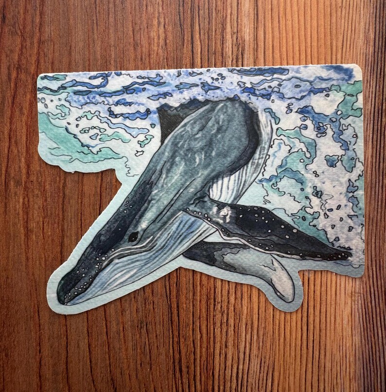 Sticker humpback Whale for Water Bottle Laptop Kindle Etsy