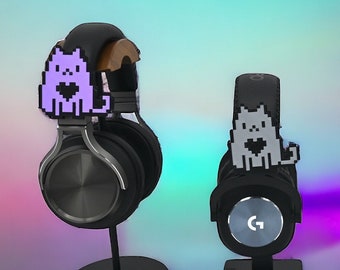 Pixel Cat Headset Charm: Handmade Gaming Headphone Accessory