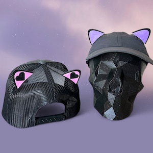 Cat Ear Pin Attachments for Hat -  Pair of Pinback kitten ears for beanie, knit hat, snapback, kawaii cute fashion cosplay accessories