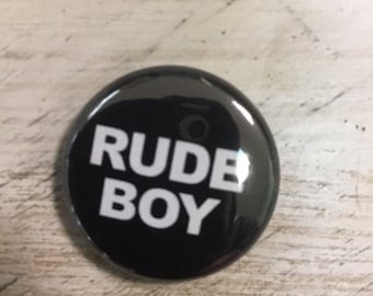 Rude Boy Ska 2 tone Button Pin