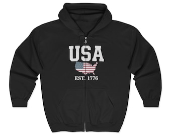 USA 250th Anniversary Full Zip Hoodie, 4th of July Sweatshirt, Independence Day Shirt