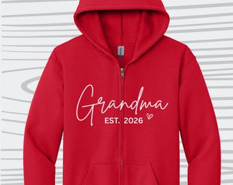 Personalized Grandma Full Zip Hoodie, Grandma Sweatshirt, Mother's Day Gift, Grandma Sweater