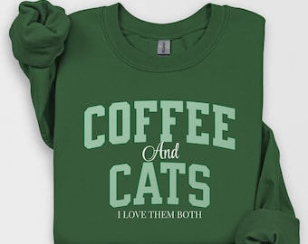 Cats and Coffee Crewneck Sweatshirt, Unisex Fit