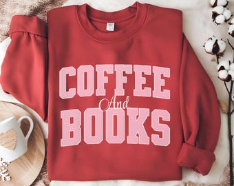 Coffee and Books Sweatshirt, Unisex Cotton Blend Sweater