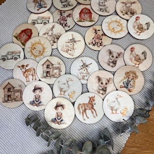 Set de souvenirs « Ferme » en bois | avec sac en coton | école | Jouets en bois | Jouets à partir de 2 ans | cadeau personnalisé