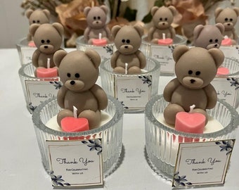Favors for Baby Shower, Mini Teddy Bear Candle Favors for Guests in Bulk, Mini Bear  Shower candle favors,  Mini Bear Shower Favor Candles.