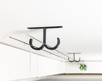 ceiling fishing pole clips UNIVERSAL ROD RACK- Wall or Mount Coldcreek Outfitters Dual Mounting Flexibility 8-Rod 2-in-1 Fishing Rod Storage