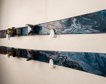 Ski Holder Wall Mount | Snowflake Design Horizontal Ski Rack | Garage Ski Storage | Made in USA