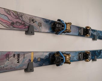 Ski Holder Wall Mount | Horizontal Low Profile Ski Rack | Garage Ski Storage | Made in USA