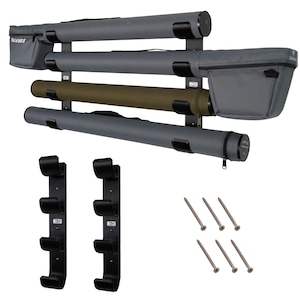 Fly Rod Tube Holder Wall Mount | Quad Tube Storage Rack | Fly Fishing Gear Organizer | Made in USA