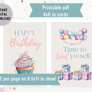 Carte-cadeau d'anniversaire - Carte-cadeau imprimable pour elle - Carte-cadeau numérique - 4 x 6 - Téléchargement immédiat