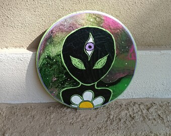 Alien art friend | original painting on wood