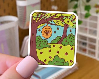 Happy Hive - Positive Bee Vibes Vinyl Sticker, Beehive Decal for Bee Lovers