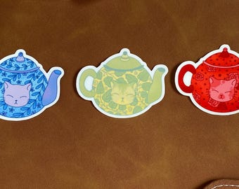 Cat Teapot - Classy Vinyl Sticker for Cat Lovers