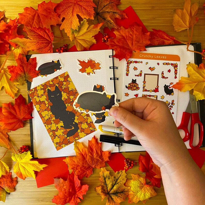 Sleepy Cat Sticker - Vinyl Cat Sticker, Cute Autumn Sticker - Etsy