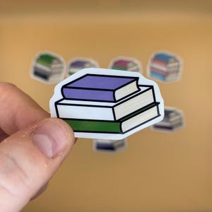 Sticker en vinyle avec pile de livres Genderqueer Pride - Sticker Fierté subtile, Sticker Queer, Fierté LGBTQIA+ subtile