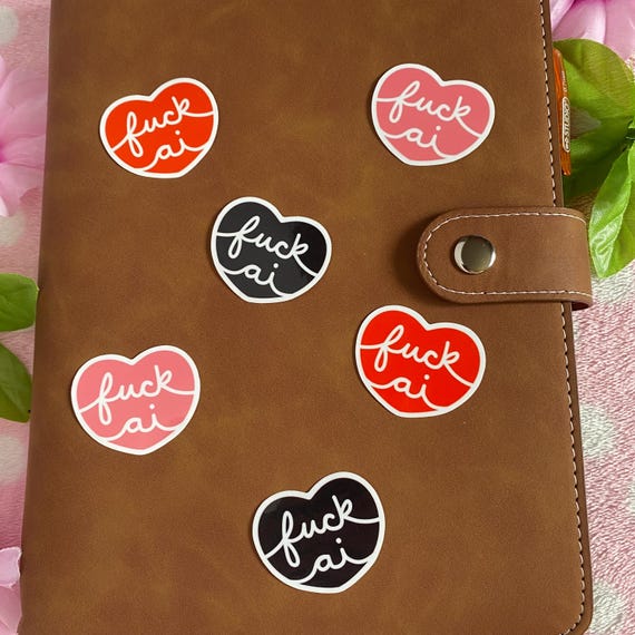 Fuck AI Heart - Anti-AI Vinyl Sticker,