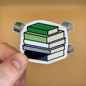 Sticker en vinyle avec pile de livres Aromantic Pride - Sticker fierté subtile, sticker queer, fierté LGBTQIA+ subtile