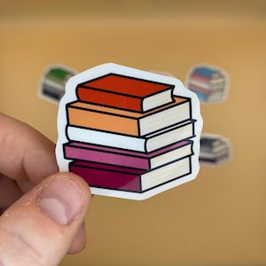 Sticker en vinyle Lesbian Pride Book Stack - Sticker fierté subtile, Sticker queer, fierté LGBTQIA + subtile